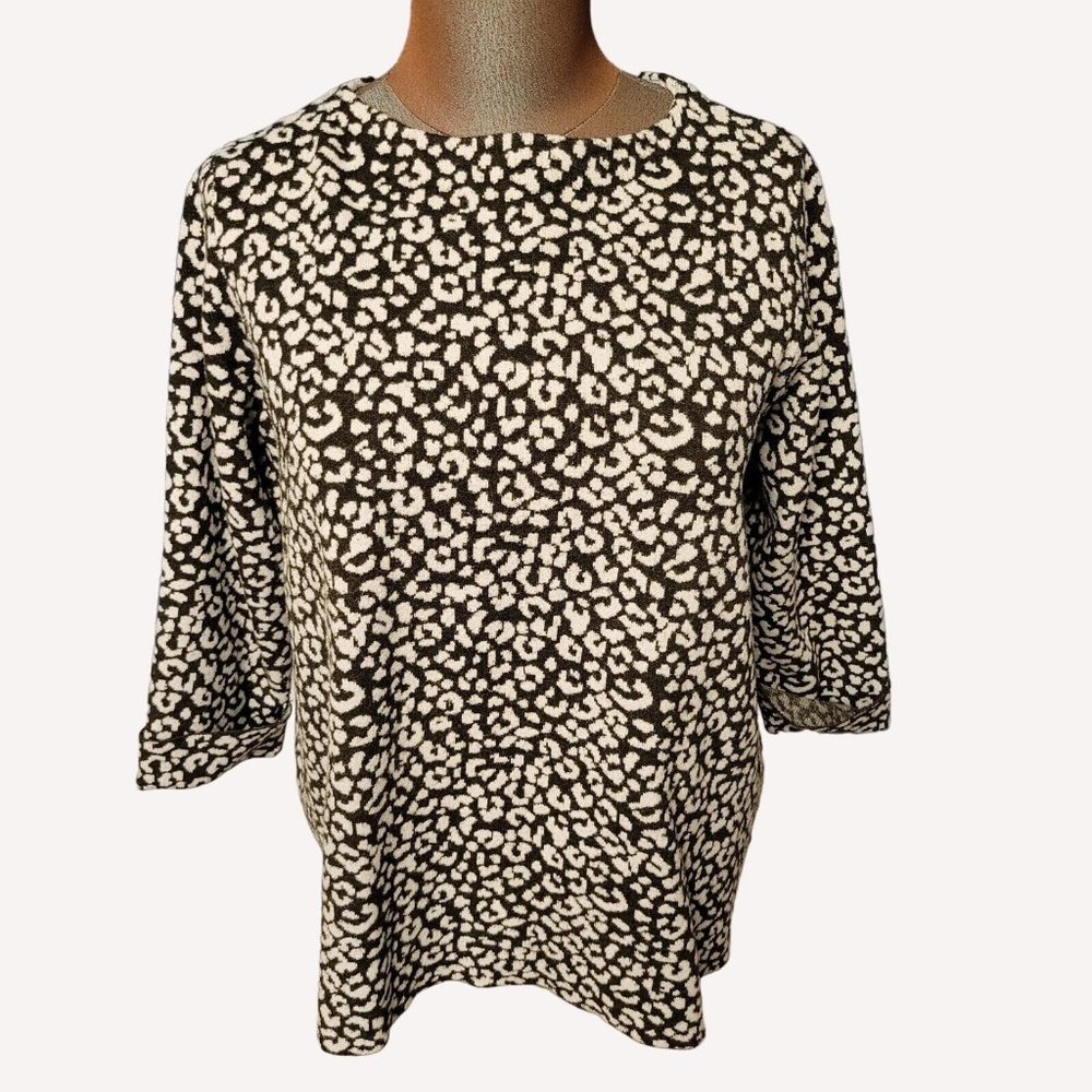 Women's Cynthia Rowley Leopard Print Sweater Sz 2x Pullover Animal Print 3/4 SL